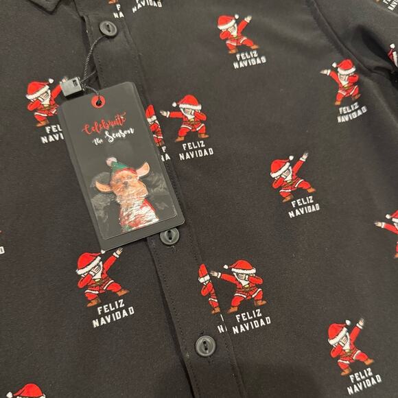 Denim & Flower Ricky Singh "Feliz Navidad" Button Down Shirt Size 7 - Picture 3 of 5